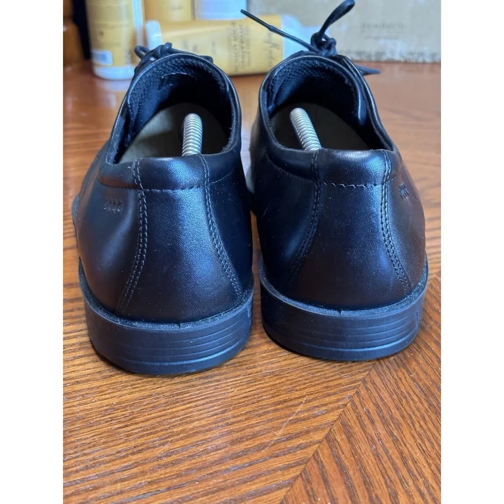 ECCO Mens Black Leather Dress Shoes Lace Up Oxford Comfort Formal EU 43 US 9 9.5